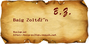 Baig Zoltán névjegykártya
